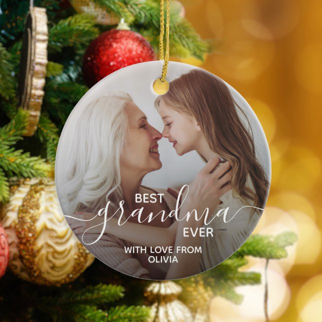 Décoration En Céramique Meilleure grand-mère jamais photo personnalisée (Créateur téléchargé)