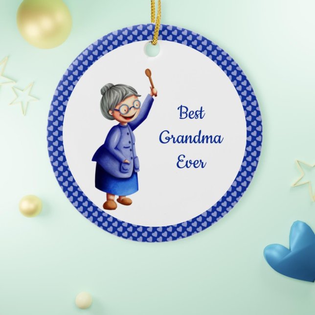 Décoration En Céramique Meilleure grand-mère toujours Coeur Bleu Noël (Créateur téléchargé)