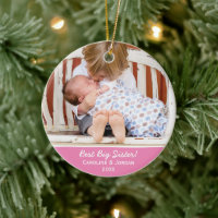 Meilleure grande soeur Nouveau bébé Photo de Noël 