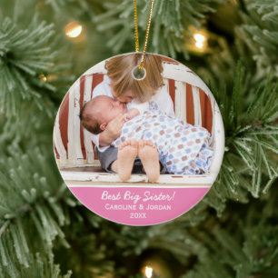 Décoration En Céramique Meilleure grande soeur Nouveau bébé Photo de Noël