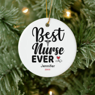Décoration En Céramique Meilleure infirmière jamais Caduceus Coeur Personn
