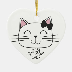 Décoration En Céramique Meilleure maman de chat blanc jamais avec mignonne