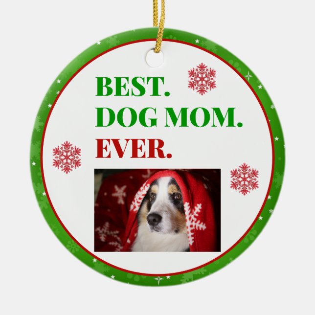 Décoration En Céramique Meilleure maman de chien de Noël Photo (Devant)