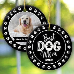 Décoration En Céramique Meilleure Maman de Chien Personnalisée Photo Noir