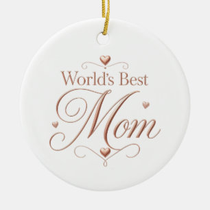 Décoration En Céramique Meilleure Maman du Monde Typographie Élégante en O