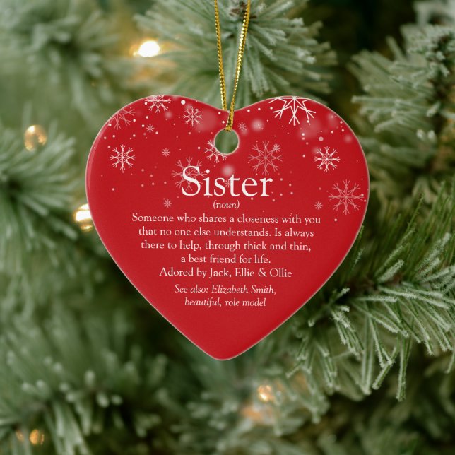 Décoration En Céramique Meilleure Sœur Définition Noël Vacances (Arbre)