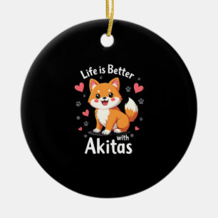 Décoration En Céramique Meilleure vie avec Akita débardeur