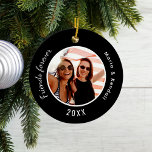 Décoration En Céramique Meilleurs amis photo noms noir<br><div class="desc">Personnalisez et ajoutez votre propre photo. Un arrière - plan noir. Ajoutez vos noms et votre année. Texte blanc.</div>