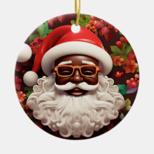 Décoration En Céramique Melanin Noël Chocolat Noir Père Noël