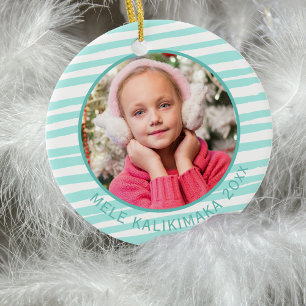 Décoration En Céramique Mele Kalikimaka Belle bande Turquoise Wavy