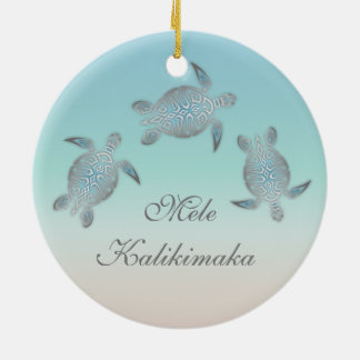 Décoration En Céramique Mele Kalikimaka | Noël hawaïen de la tortue marin