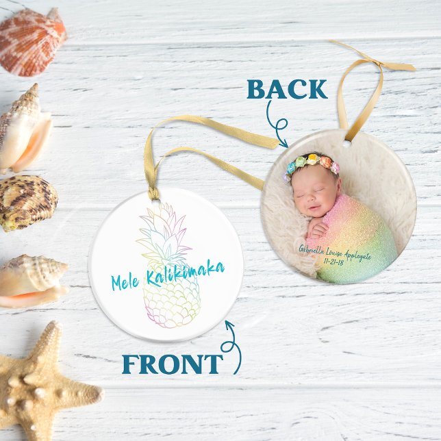 Décoration En Céramique Mele Kalikimaka Photo de Noël Bébé Naissance Fête (Mele Kalikimaka Christmas Baby Birth Holiday Photo Ceramic Ornament)