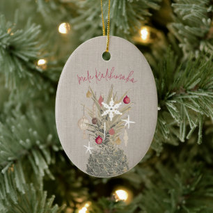 Décoration En Céramique Mele Kalikimaka Pine, Noël personnalisé