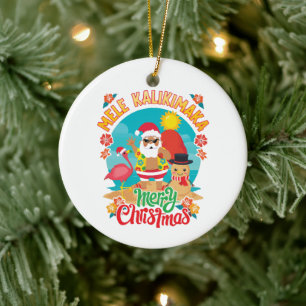 Décoration En Céramique Mele Kalikimaka pour un joyeux Noël hawaïen