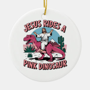 Décoration En Céramique Mèmes drôles de Jésus, Jésus monte un dinosaure ro