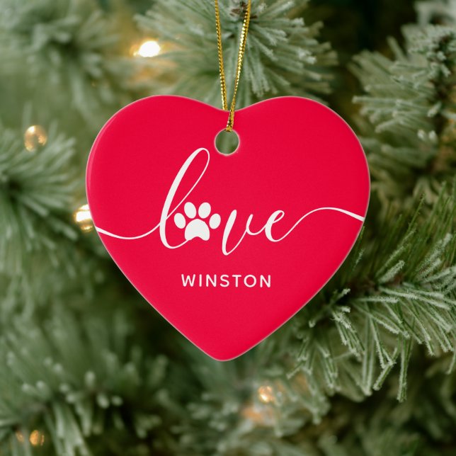 Décoration En Céramique Mémorial d'animal à empreinte de patte rouge (Arbre)