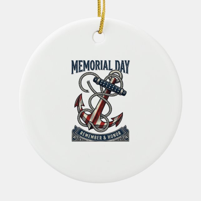 Décoration En Céramique Memorial Day Anchor Remember Honor Vintage Shirt_1 (Devant)