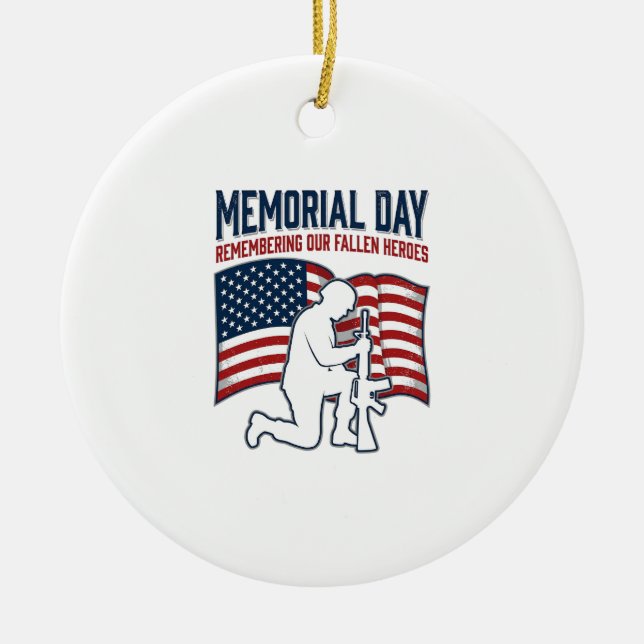 Décoration En Céramique Memorial Day Fallen Heroes Patriotic Soldier Shirt (Devant)