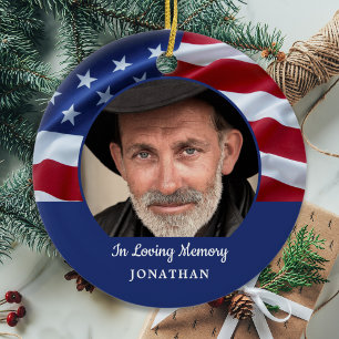 Décoration En Céramique Mémorial de la photo patriotique du drapeau améric