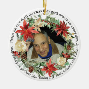 Décoration En Céramique Mémorial de Noël aux deux côtés avec photo