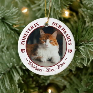 Décoration En Céramique Mémorial de photo et de nom de chat pour toujours