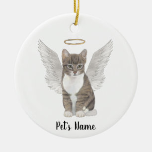 Décoration En Céramique Mémorial de sympathie pour chat tigré gris