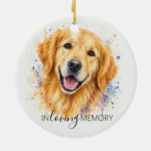 Décoration En Céramique mémorial du golden retriever aquarelle Noël