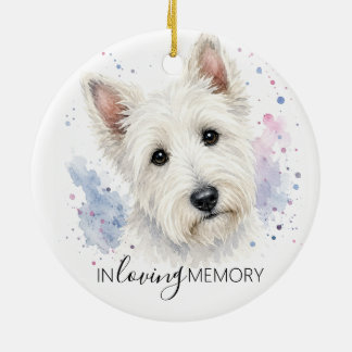 Décoration En Céramique Mémorial en aquarelle de Noël pour Terrier écossai