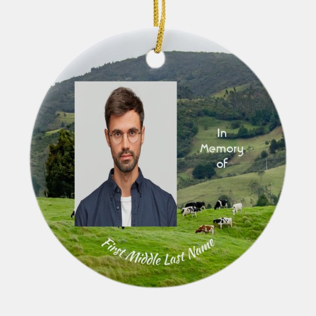 Décoration En Céramique Memorial Keepsake Cattle Farm Landscape  (Devant)