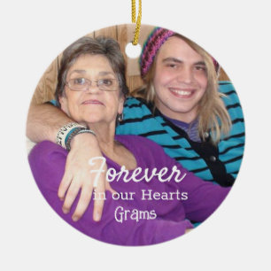 Décoration En Céramique Mémorial Photo Gold Snowflakes Noël