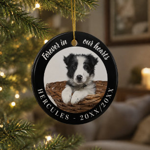 Décoration En Céramique Mémorial pour chien à jamais dans nos cœurs Noir