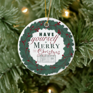 Décoration En Céramique Ménage de Noël de la petite maison - dactylographi