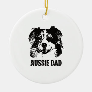 Décoration En Céramique Mens Aussie Papa - Australian Shepherd Chien Papa