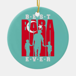 Décoration En Céramique Mens Baba avec deux fils Fête des pères turquoise 