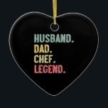 Décoration En Céramique Mens Vintage T-shirt Husband Papa Chef Legend Retr<br><div class="desc">Homme Vintage Chemise Mari Papa Chef Légende Chef rétro,  papa,  cuisine,  boulanger,  pâtisserie,  père,  drôle,  fête des pères,  cadeau,  cuisinier,  cuisine,  cuisine,  mignonette,  foodie,  mème,  cuisine,  cuisine,  restaurant,  barbecue,  culinaire,  humour,  cadeaux</div>