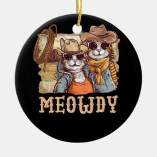 Décoration En Céramique Meowdy Cat Funny Howdy Meme Western American Cowbo