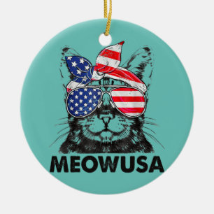 Décoration En Céramique Meowusa Lunettes de soleil drôles de chat Bun Amer