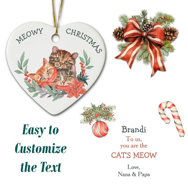 Décoration En Céramique Meowy Christmas Cute Kitten Wreath Kids (Créateur téléchargé)