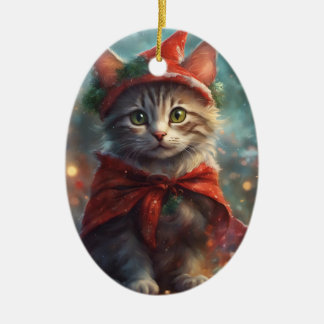 Décoration En Céramique Meowy Christmas Kitten Ornament