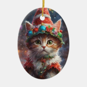 Décoration En Céramique Meowy Noël Elf Kitten Ornament