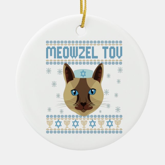Décoration En Céramique Meowzel Tov Chat Mazel Ugly Hanoukka Sweater Cadea (Devant)