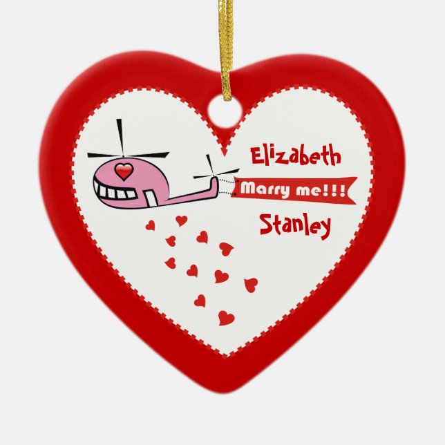 Décoration En Céramique M'épouseras-tu ? L'amour de Valentine pour l'hélic (Devant)