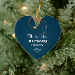 Décoration En Céramique Merci bleu du travailleur de la santé personnalis