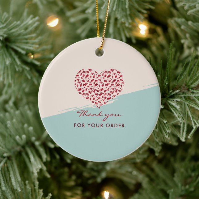 Décoration En Céramique Merci élégant au coeur floral rouge (Arbre)