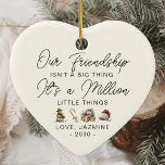 Décoration En Céramique Merci personnalisé cadeau meilleur ami Noël<br><div class="desc">Montrez votre appréciation pour un ami précieux avec le cadeau de Merci personnalisé Meilleur Ami en céramique de Noël Ornament. Formé comme un coeur et personnalisé avec un message spécial, cet ornement est une façon parfaite d'honorer votre amitié de longue date pendant la période des fêtes. Son design élégant en...</div>