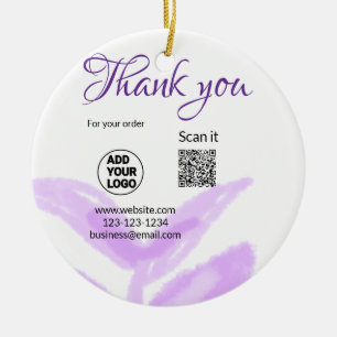 Décoration En Céramique Merci pour la commande scan QR logo feuilles viole