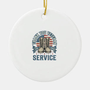 Décoration En Céramique Merci Vétéran Patriotique Bottes Service Chemise_1