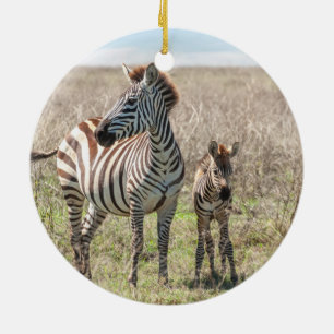 Décoration En Céramique Mère et bébé Zebra