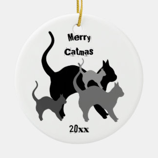 Décoration En Céramique Merry Catmas chats de vacances