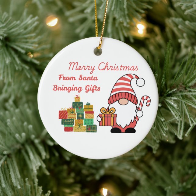 Décoration En Céramique Merry Christmas From Santa Bringing Gifts on a  (Arbre)